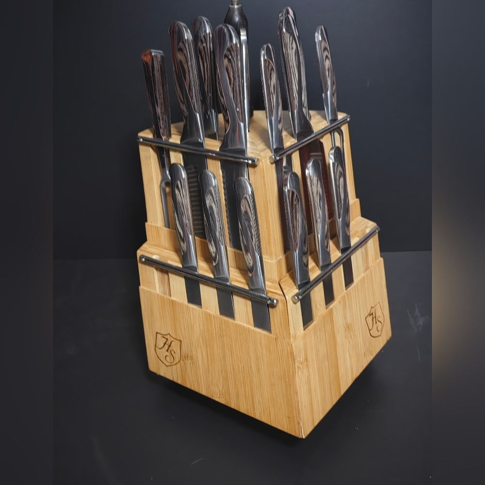 Hammer Stahl Premium Knife Set with Block - Black and Brown